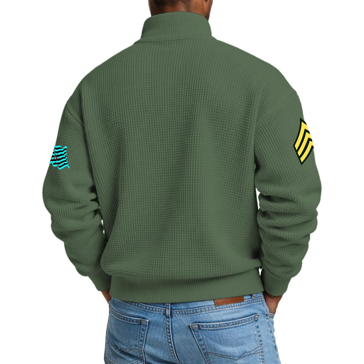 Men's Waffle Knit Casual Hoodie With Half Zipper|DTF