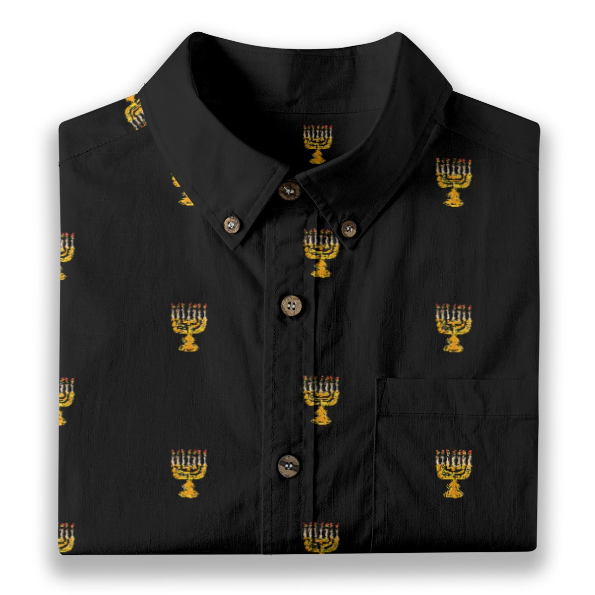 Menorah Men's Breathable Black Bamboo Cotton Shirt