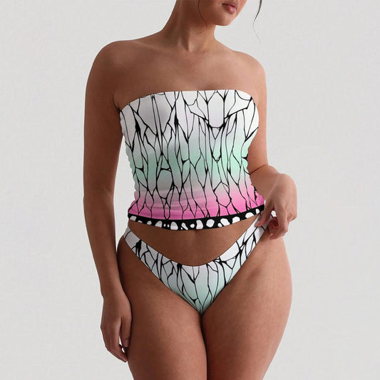 Shinobu Print Women's Strapless Tube Top Set