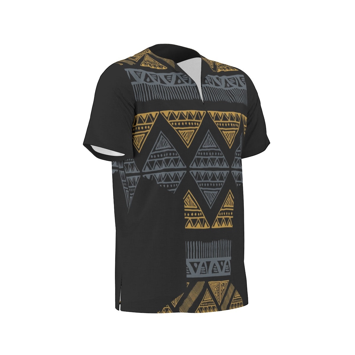 Black All-Over Print  Men's African Dashiki Shirt