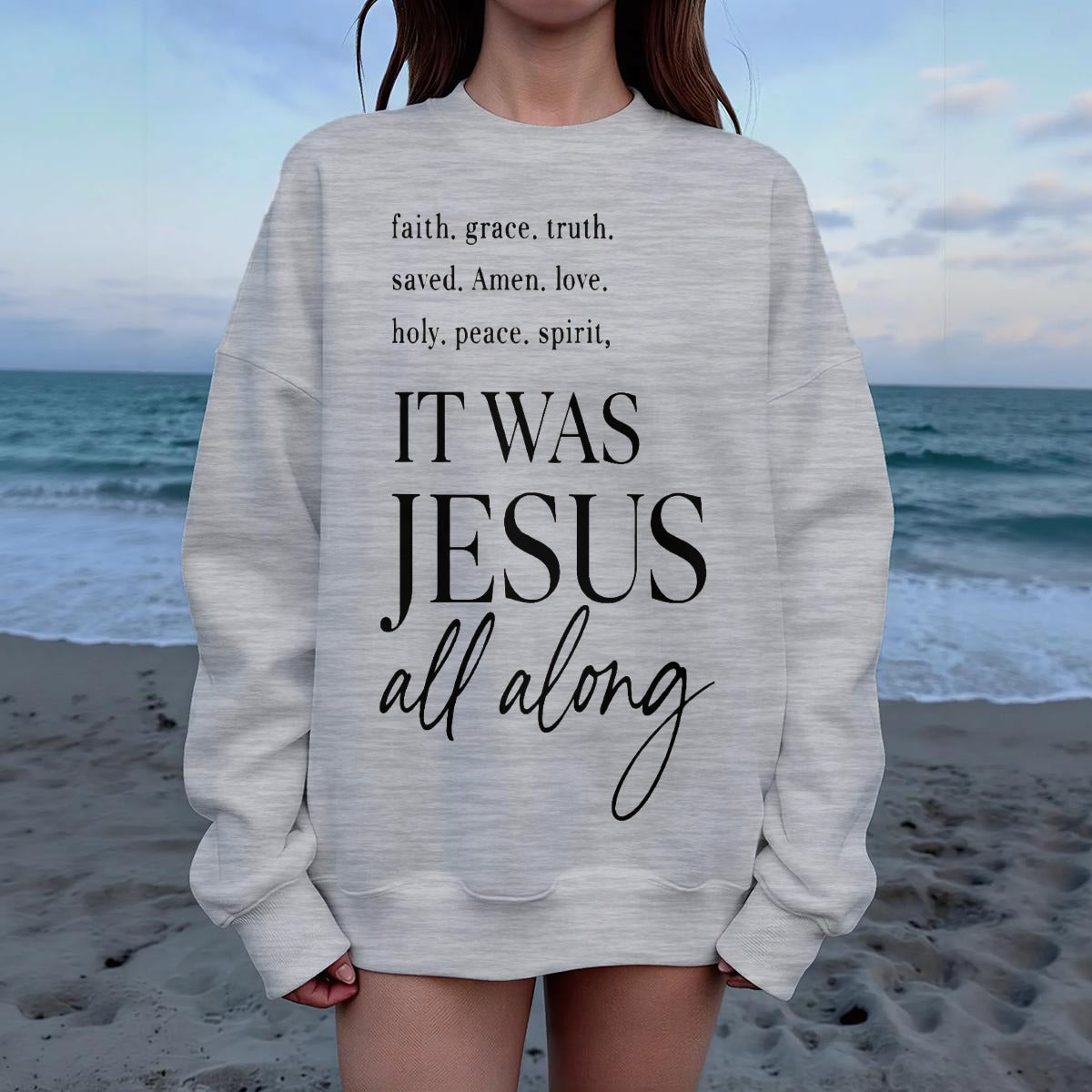 Jesus Women's Drop Shoulder Crew Neck Sweatshirt