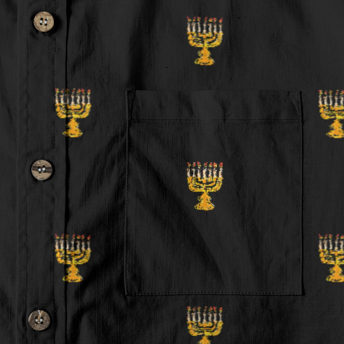 Menorah Men's Breathable Black Bamboo Cotton Shirt