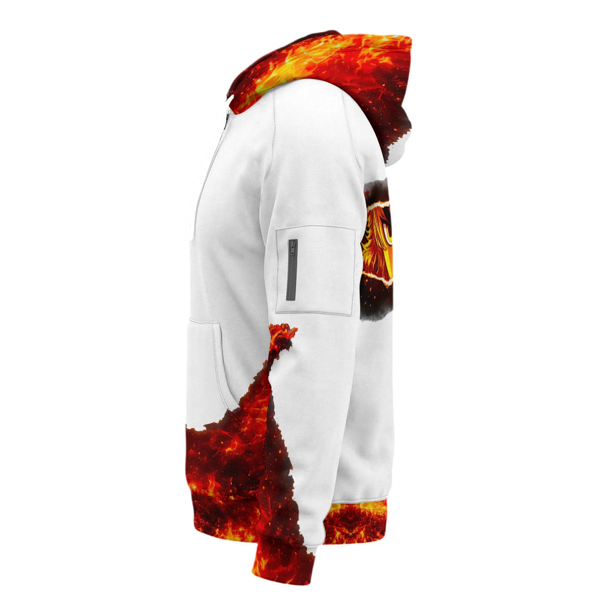 Anime Rengoku All-Over Print Men’s Fleece Half-Zip Hoodie With Arm Pockets