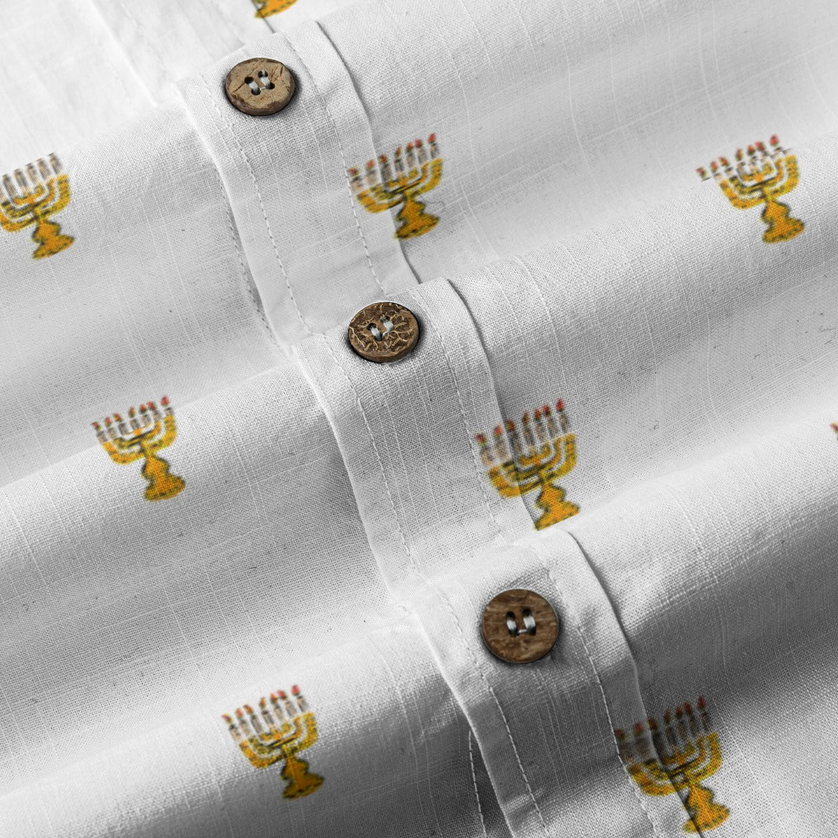 Menorah Men's Breathable White Bamboo Cotton Shirt