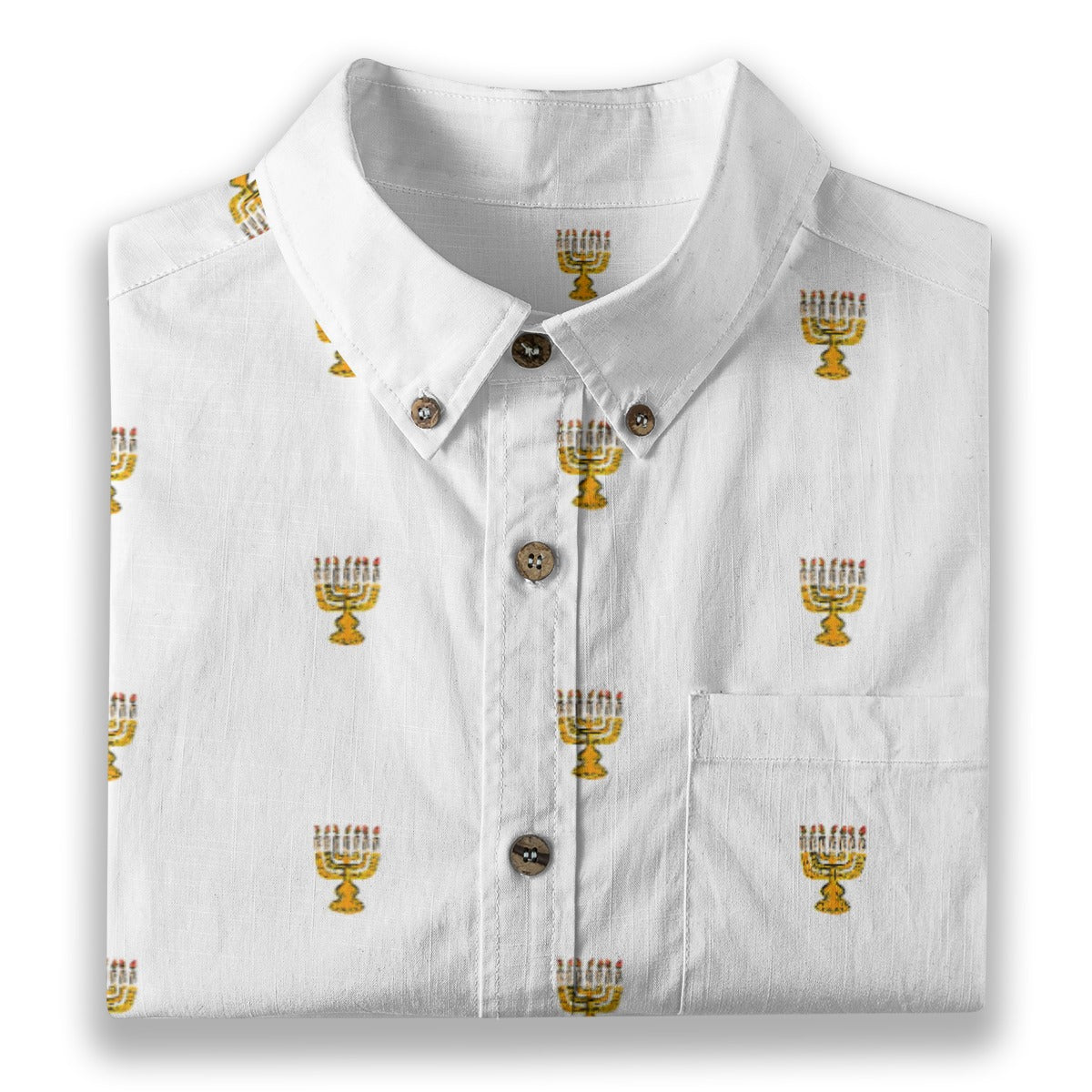 Menorah Men's Breathable White Bamboo Cotton Shirt