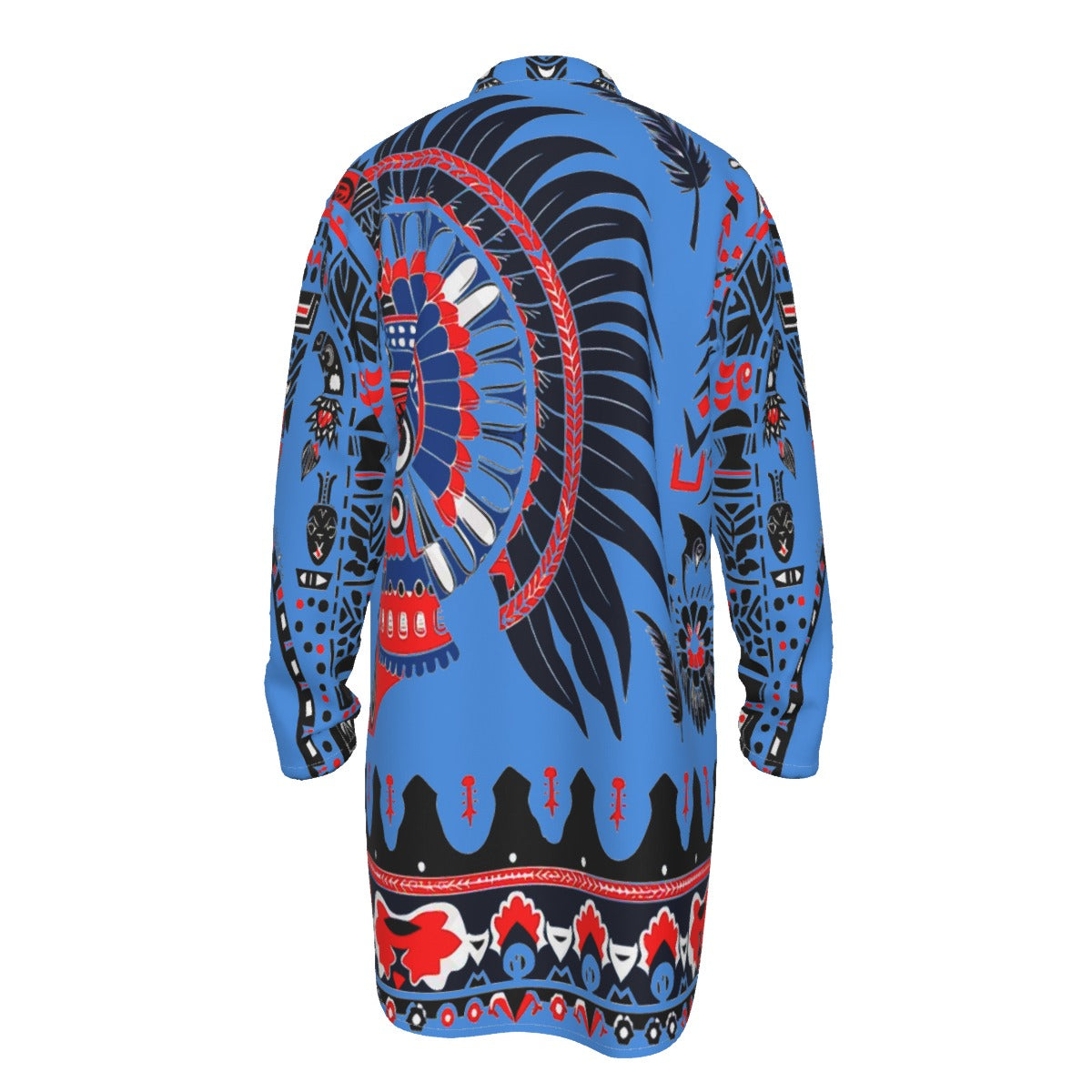 All-Over Print Men's Stand-up Collar Long Shirt