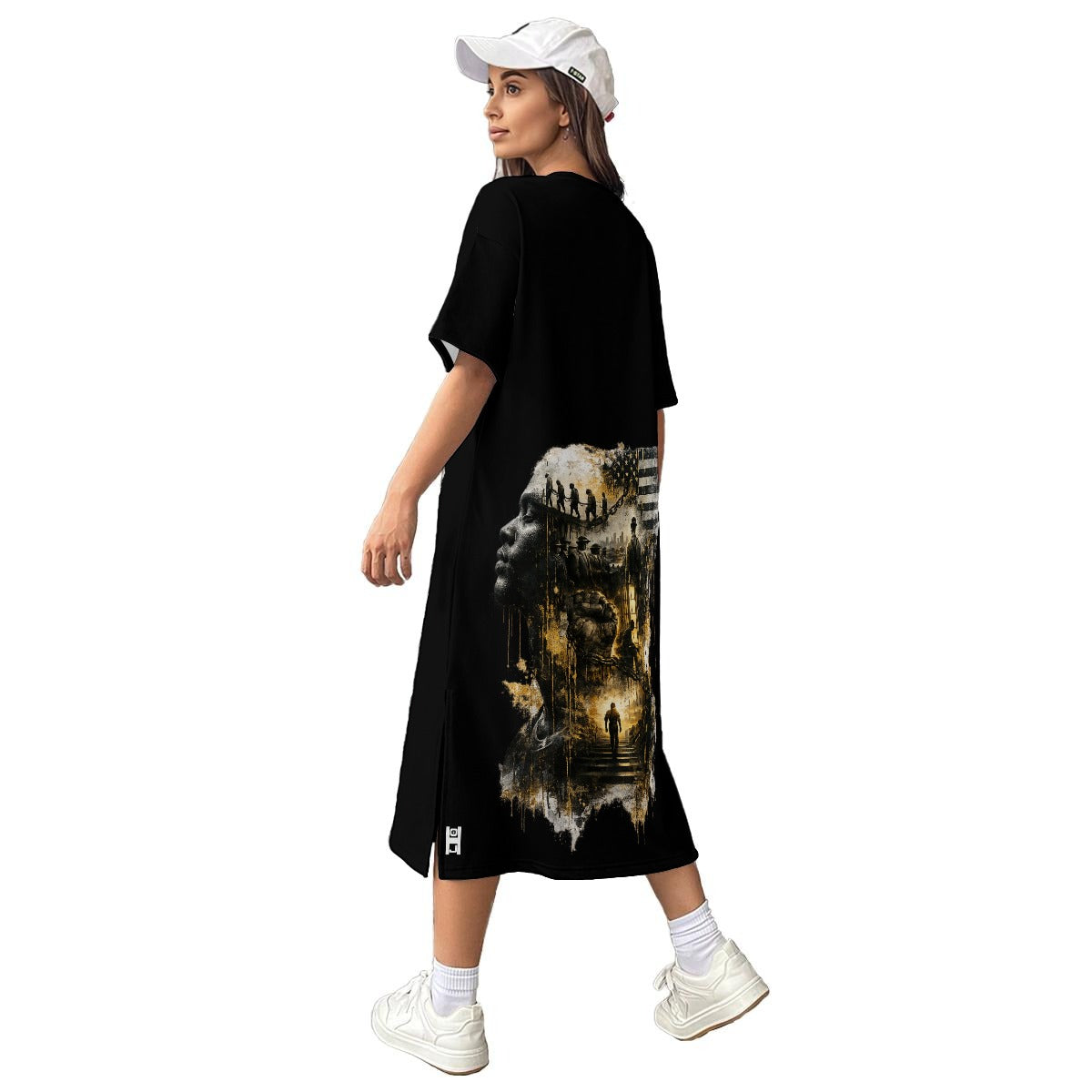 Requiem All-Over Print Women's Midi T-Shirt Dress|180GSM Cotton