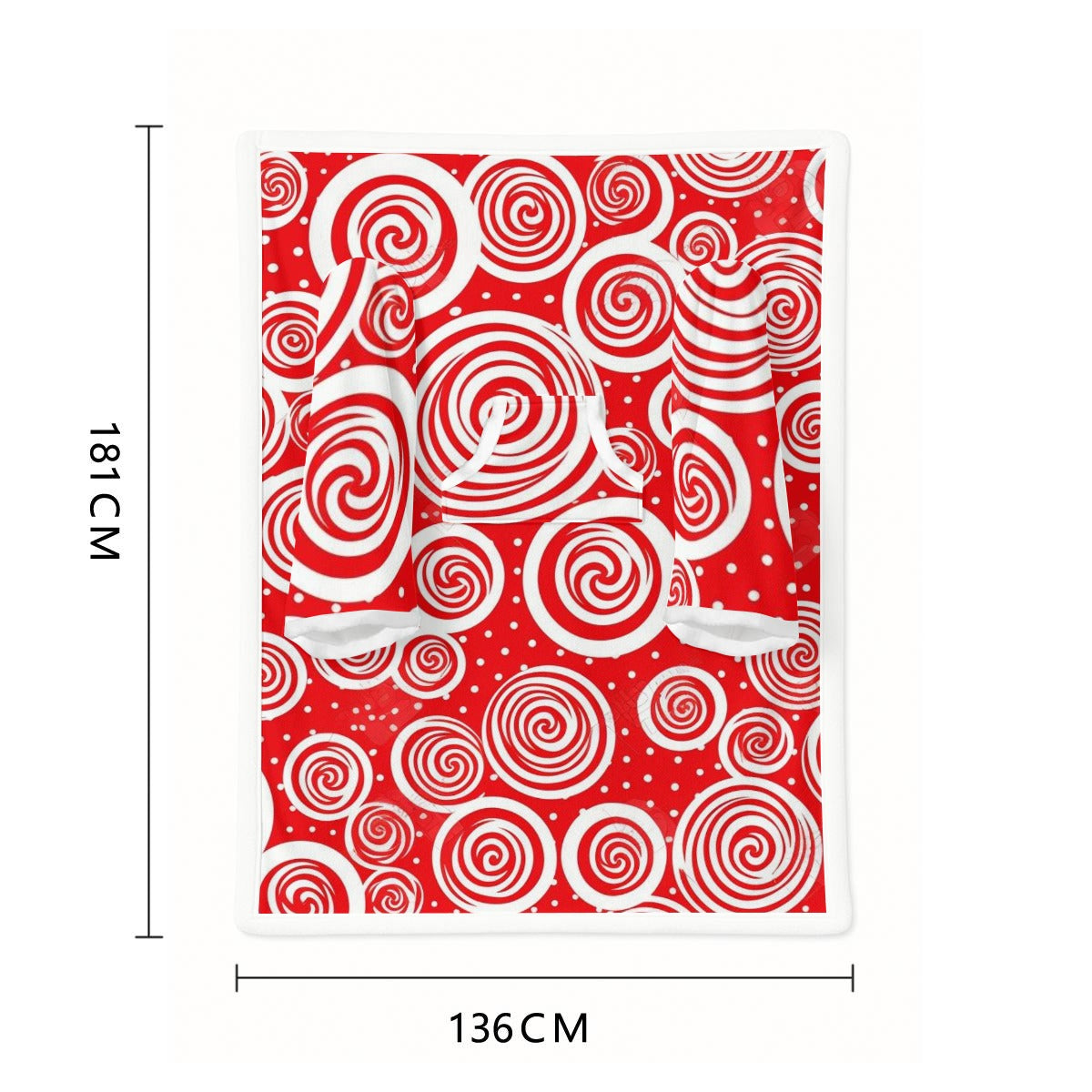 Red Flurry All-Over Print Cozy Wearable Blanket with Sleeves