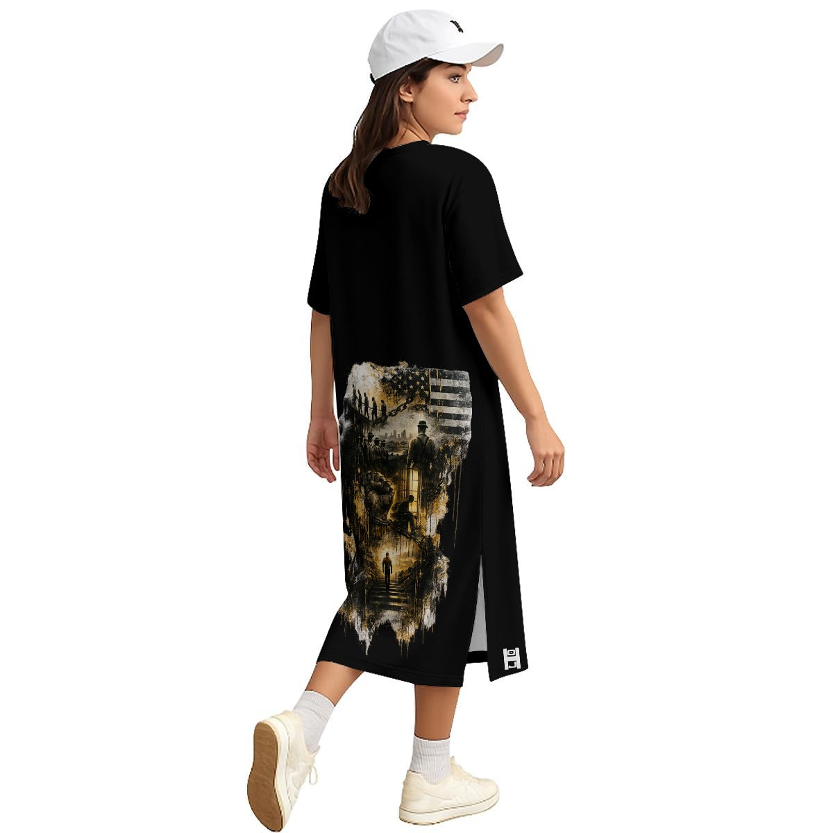 Requiem All-Over Print Women's Midi T-Shirt Dress|180GSM Cotton