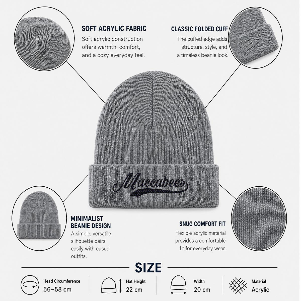 Maccabees Embroidered Knit Beanie