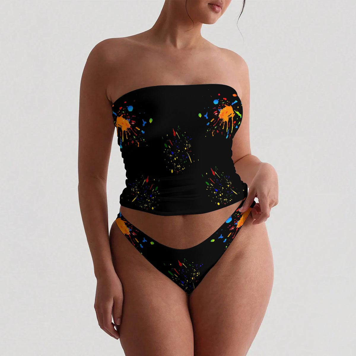 All-Over Print Women's Strapless Tube Top Set