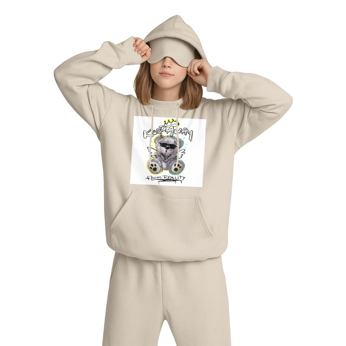 Women's Travel Nap Hoodie with Built-in Eye Mask|DTF