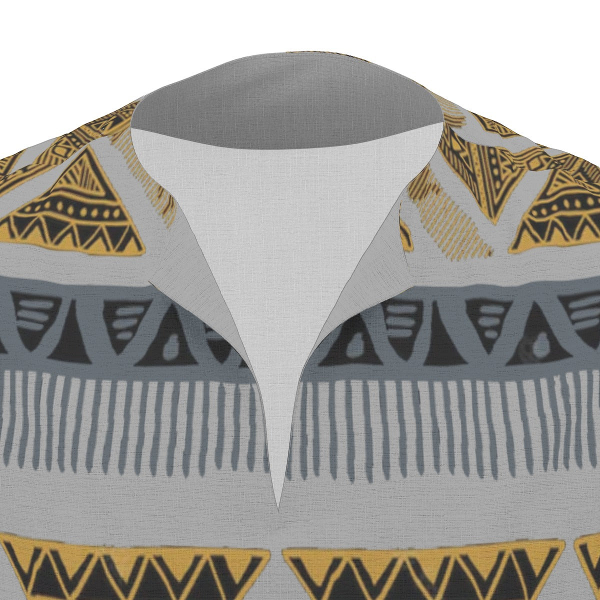 Grey All-Over Print  Men's African Dashiki Shirt
