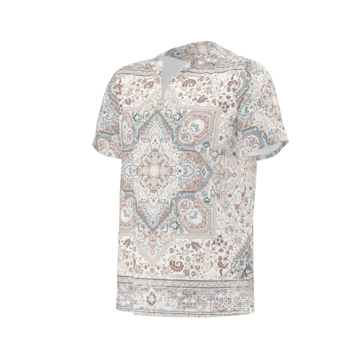 Light Grey Pattern All-Over Print  Men's African Dashiki Shirt