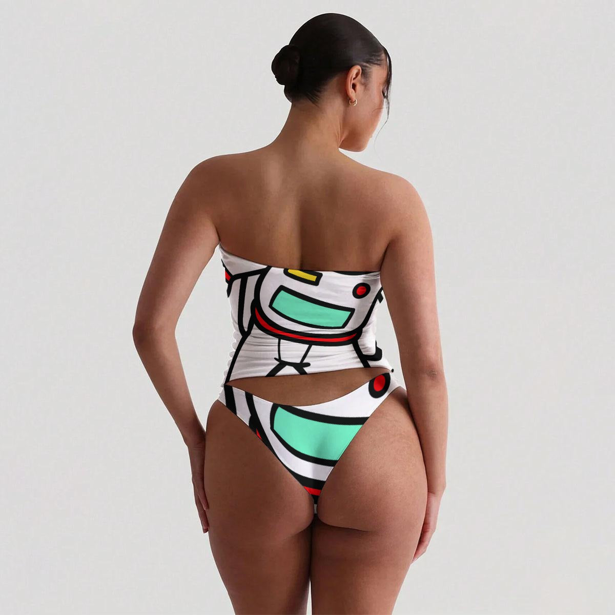 Memo All-Over Print Women's Strapless Tube Top Set