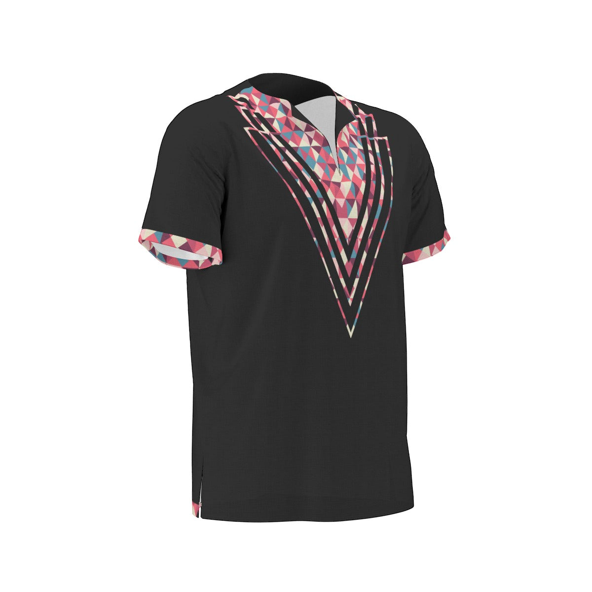Black Tribal All-Over Print  Men's African Dashiki Shirt