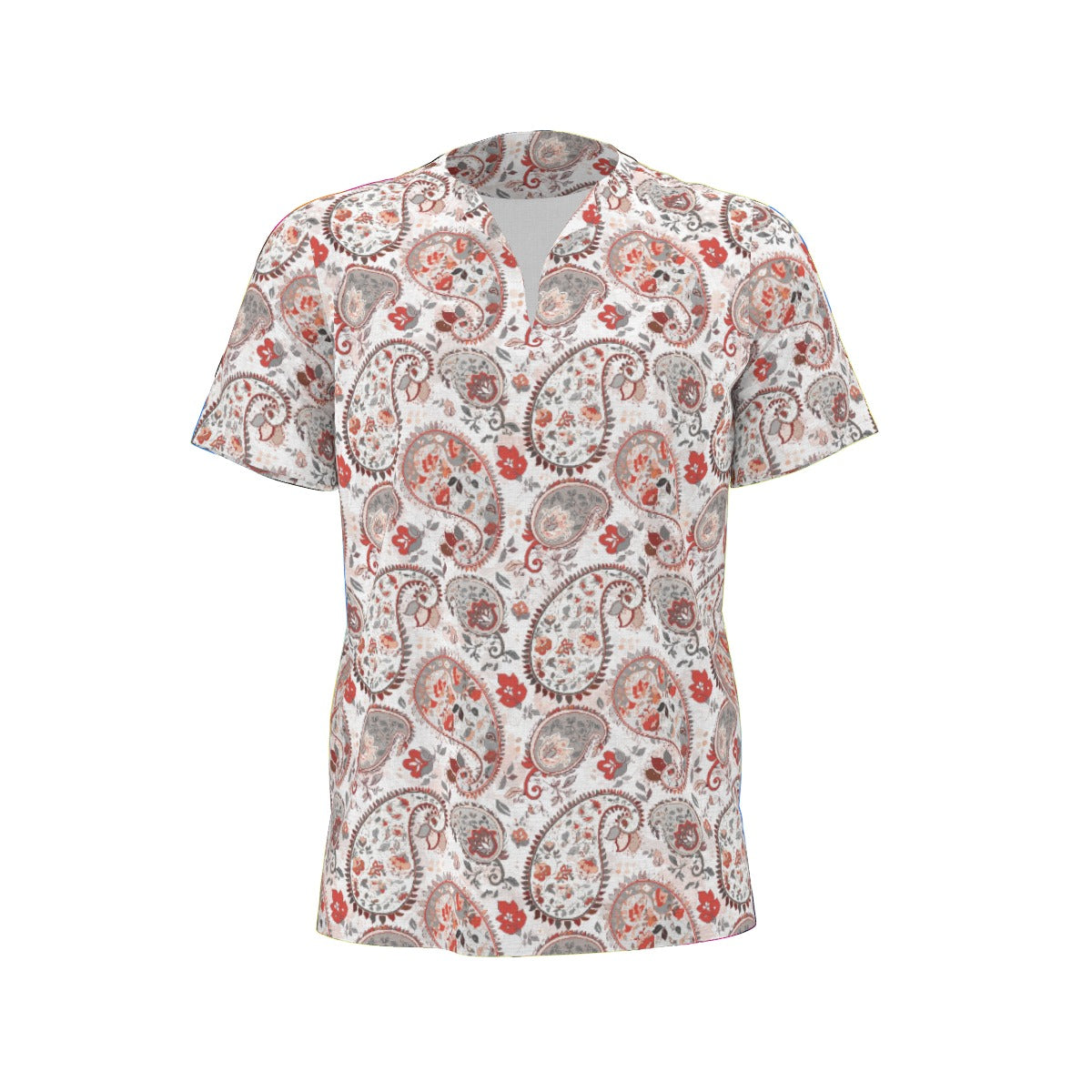 Paisley Red All-Over Print  Men's African Dashiki Shirt