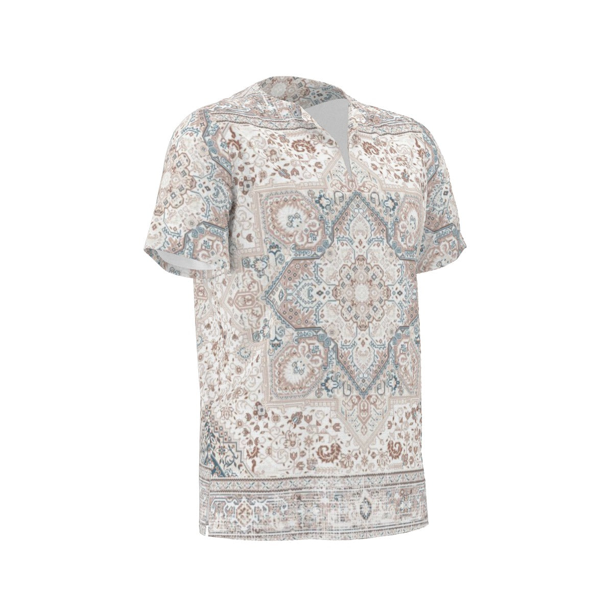Light Grey Pattern All-Over Print  Men's African Dashiki Shirt