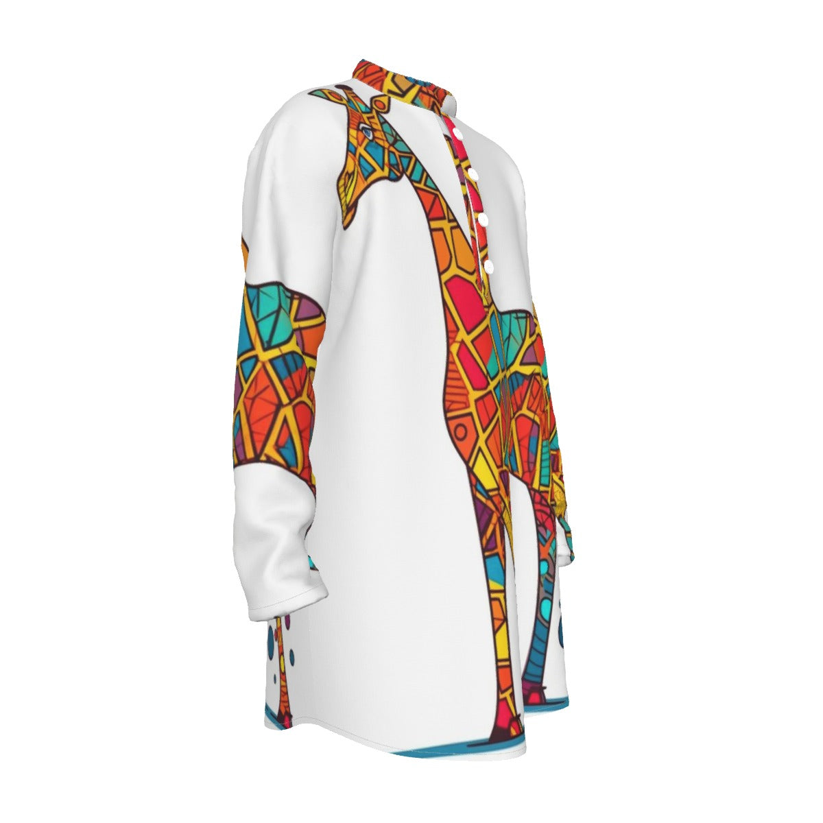 Giraffe All-Over Print Men's Stand-up Collar Long Shirt
