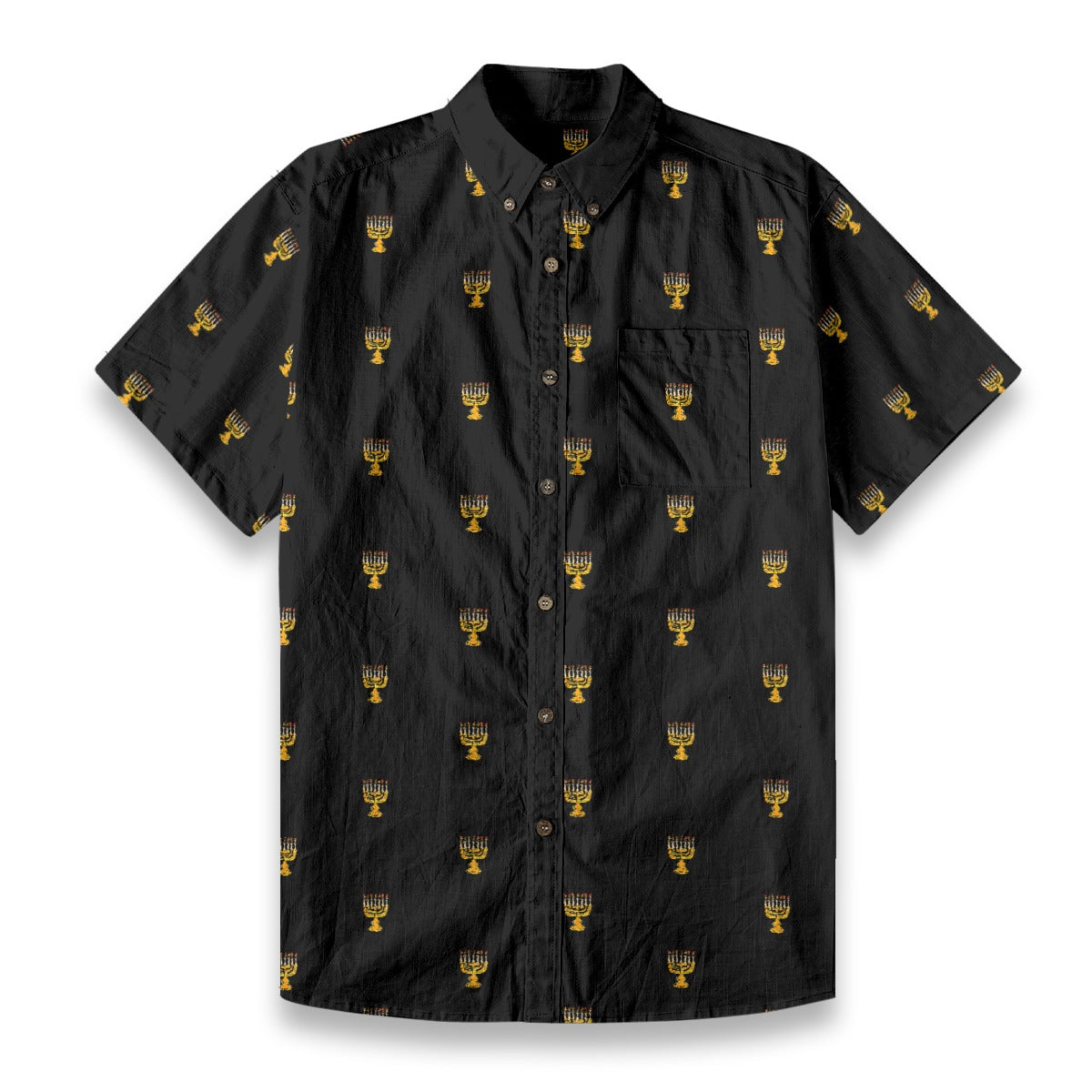 Menorah Men's Breathable Black Bamboo Cotton Shirt