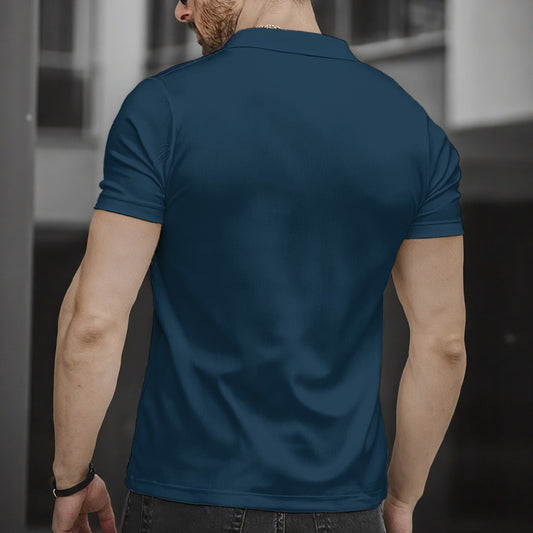 All-Over Print Men's Short Sleeve Button Polo Shirt