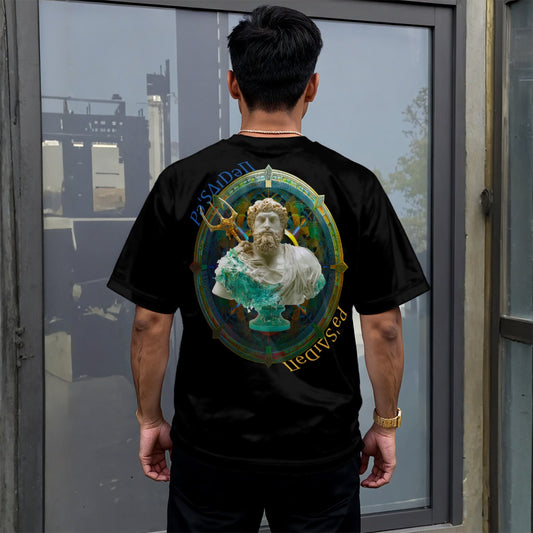 Poseidon Wave God Hoodie | Bold Greek Mythology Bust T‑Shirt | Urban Hype Streetwear