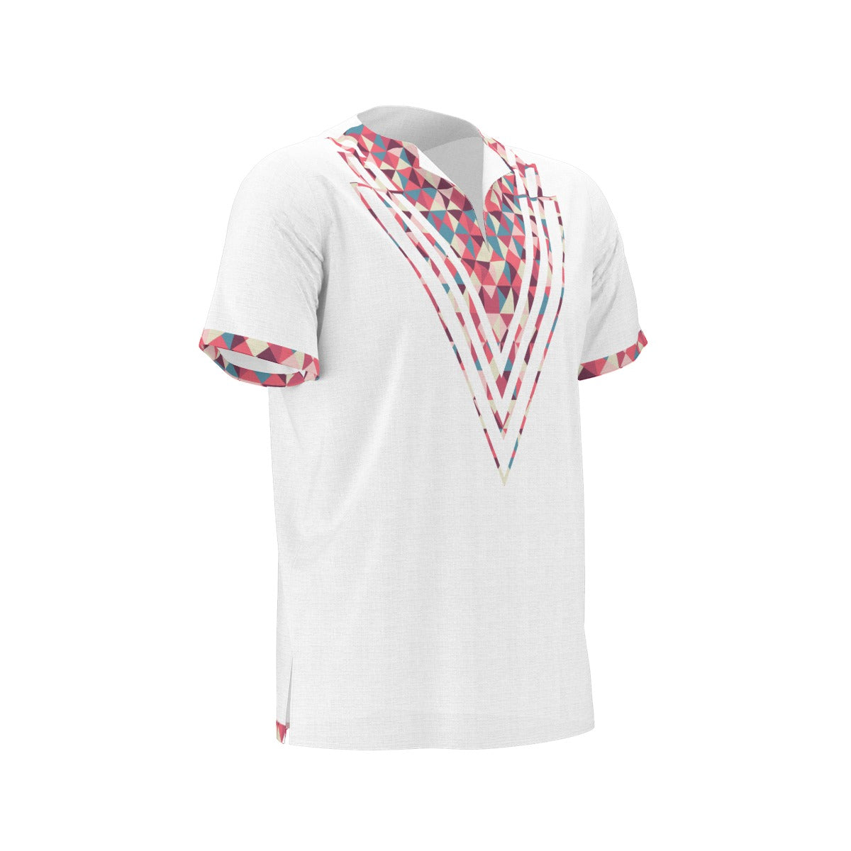 White Tribal All-Over Print  Men's African Dashiki Shirt