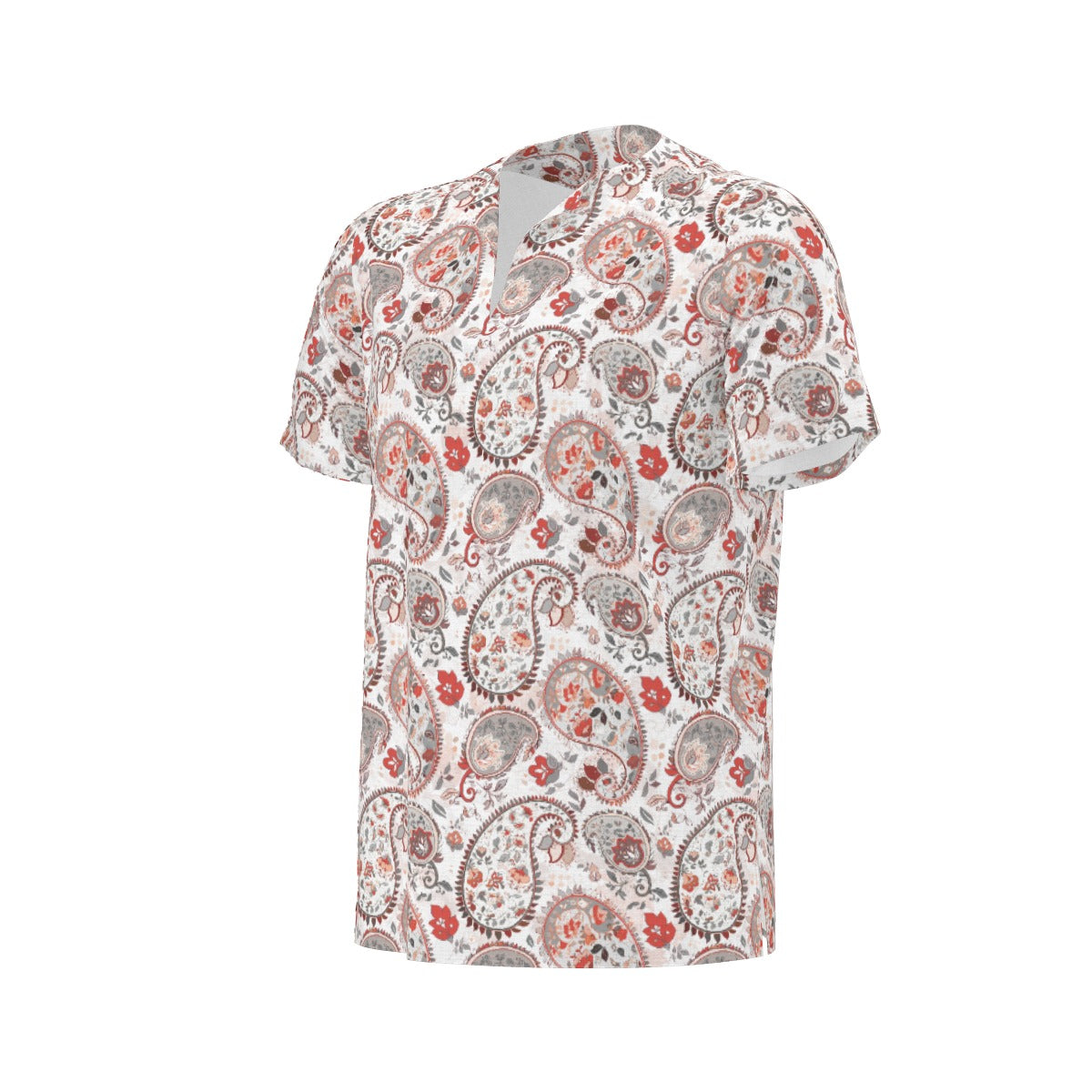 Paisley Red All-Over Print  Men's African Dashiki Shirt