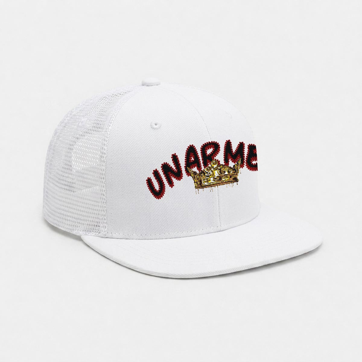 Unarmed Embroidery Flat-Brim Mesh Cap