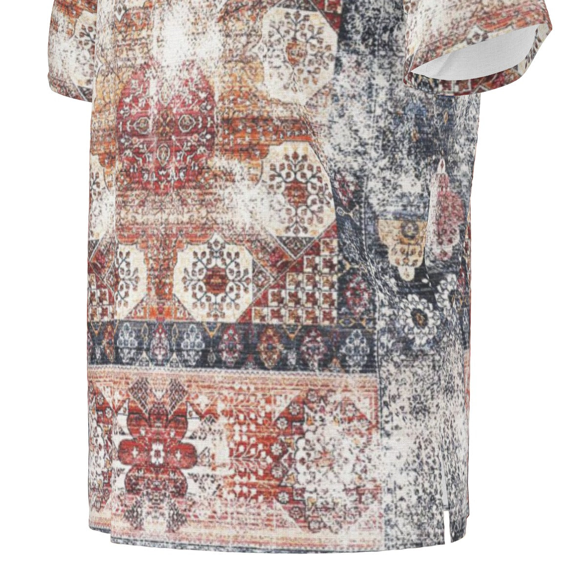 Washed Red All-Over Print  Men's African Dashiki Shirt