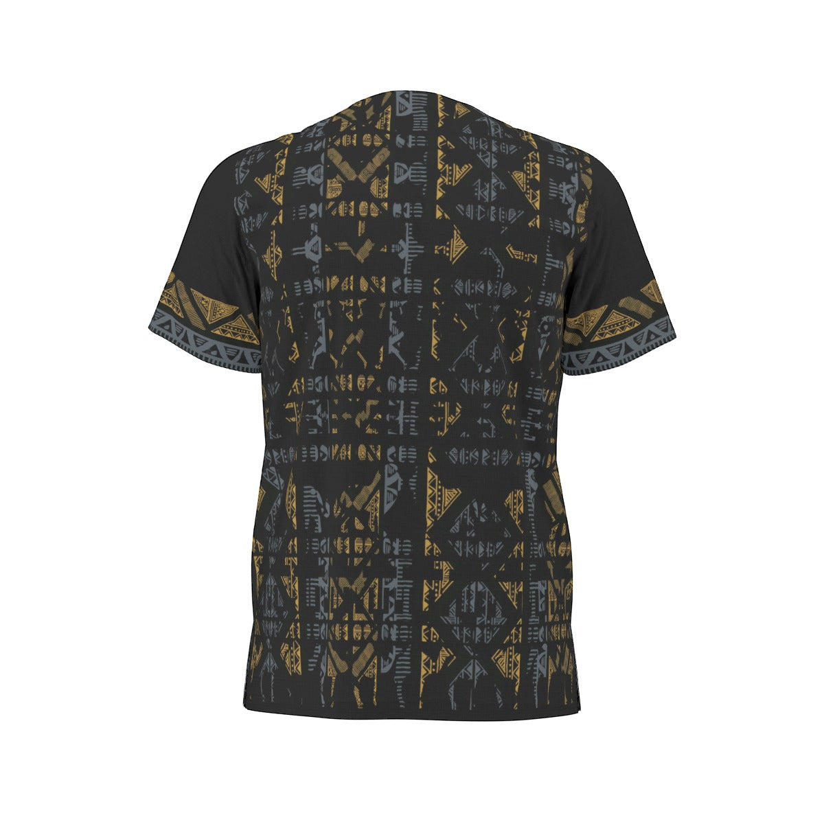 Black Traditional All-Over Print  Men's African Dashiki Shirt