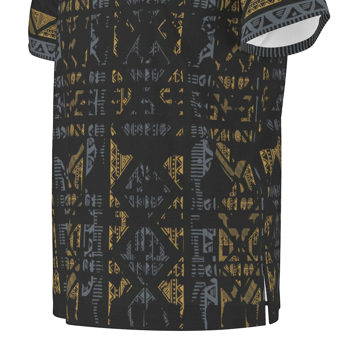 Black Traditional All-Over Print  Men's African Dashiki Shirt
