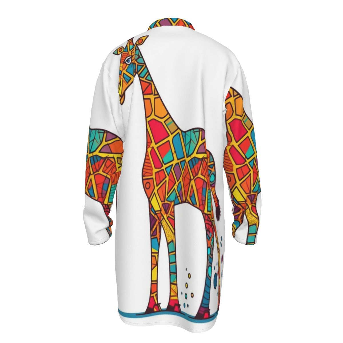 Giraffe All-Over Print Men's Stand-up Collar Long Shirt
