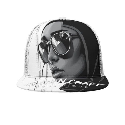Noir Branded Snapback Trucker Flat-brimmed Mesh Cap