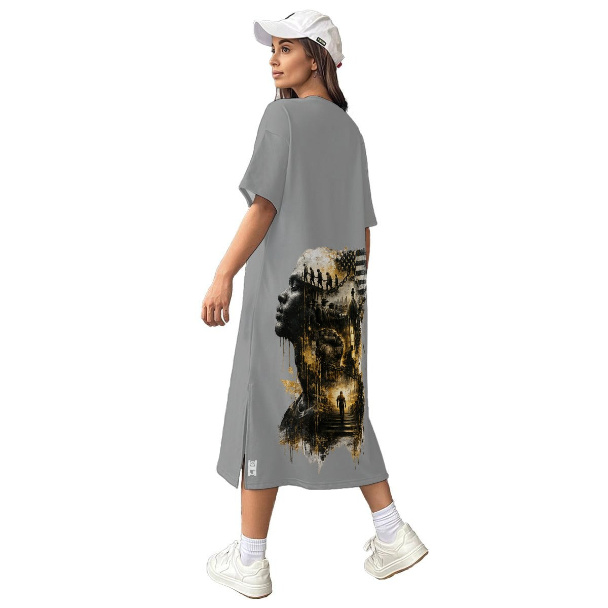 Requiem All-Over Print Women's Midi T-Shirt Dress|180GSM Cotton