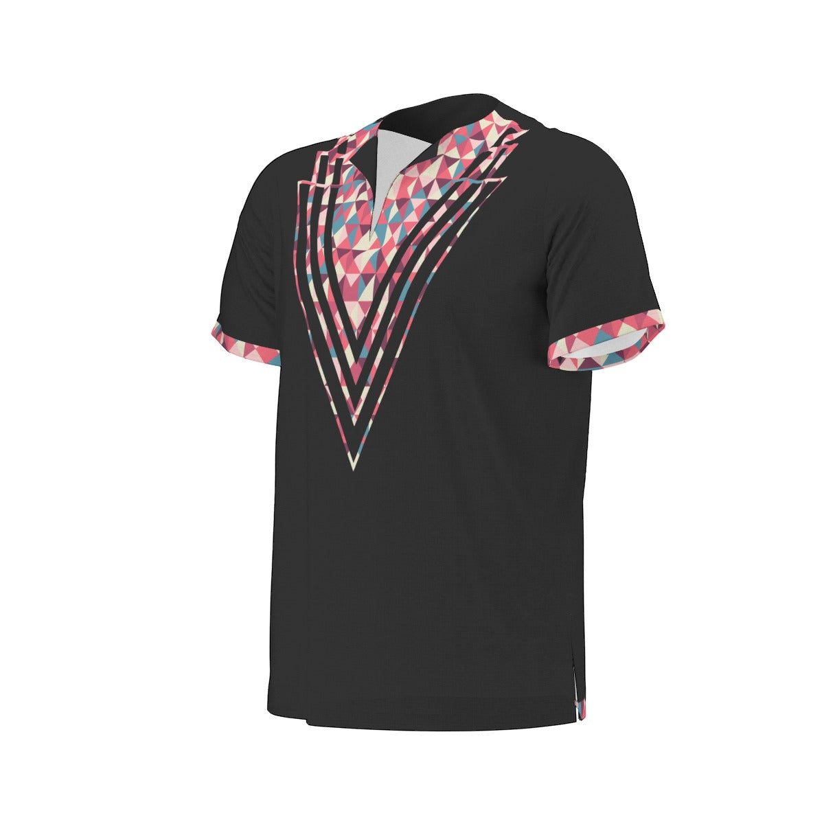 Black Tribal All-Over Print  Men's African Dashiki Shirt