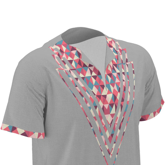 Grey Tribal Men's African Dashiki Shirt shirt - product image 2 in gray alternate view