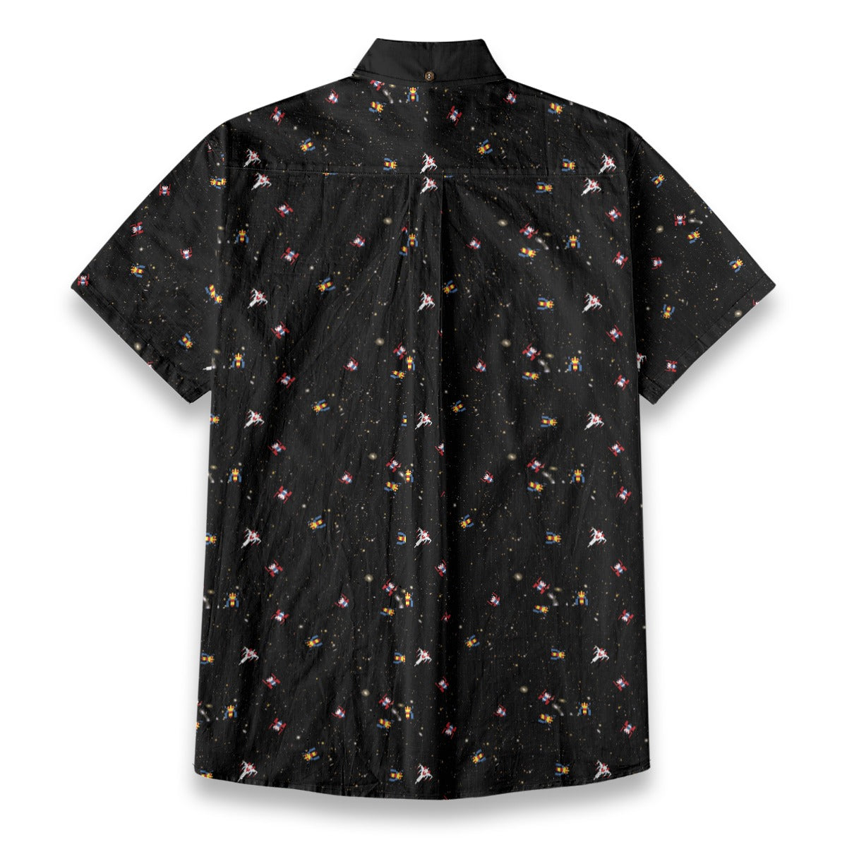Galactic 8-Bit Print Men's Breathable Bamboo Cotton Shirt
