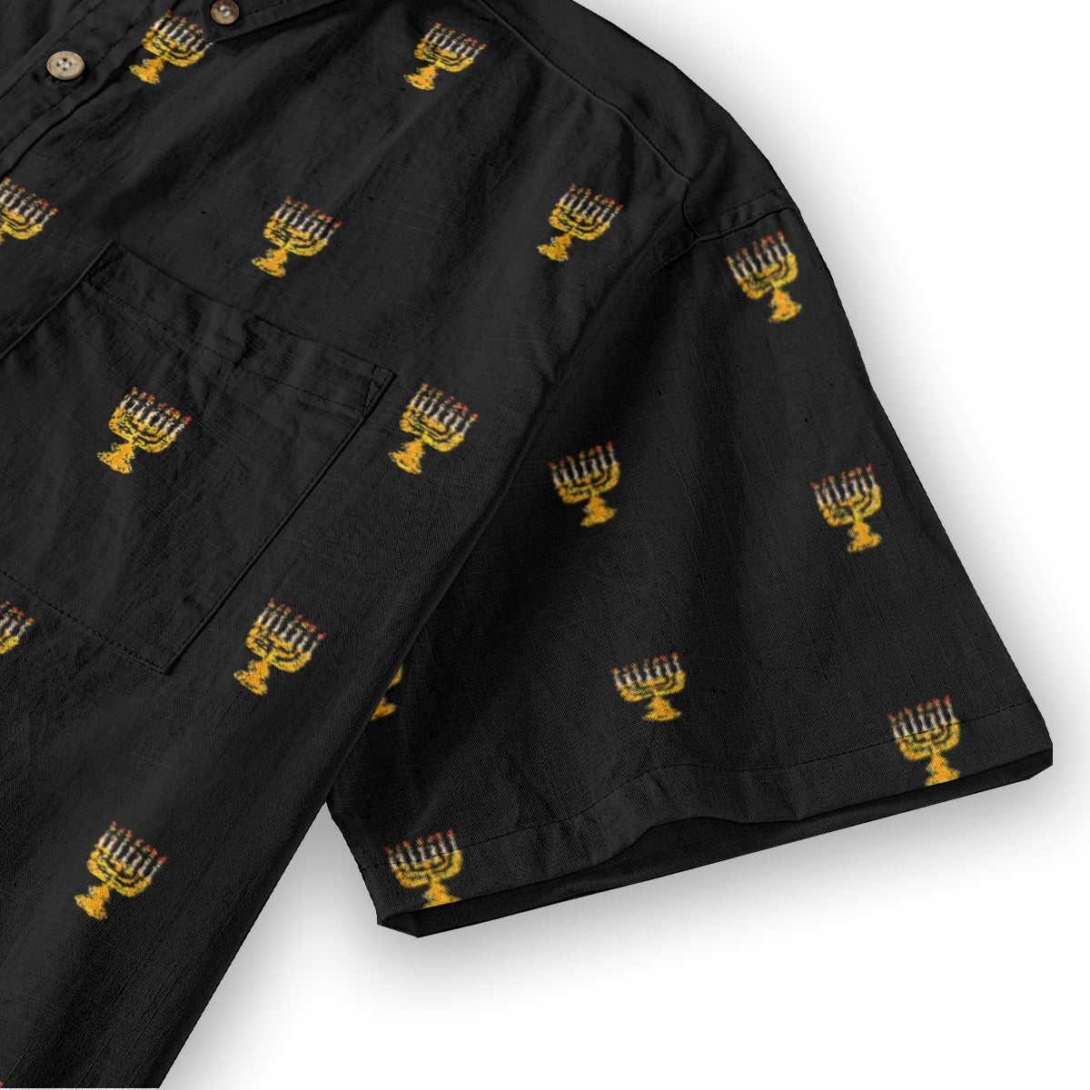 Menorah Men's Breathable Black Bamboo Cotton Shirt