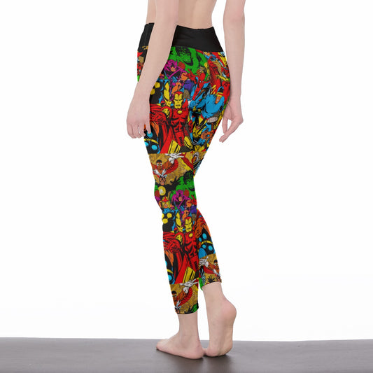 Retro Super Hero Comic Women’s High-Waisted Yoga Pants