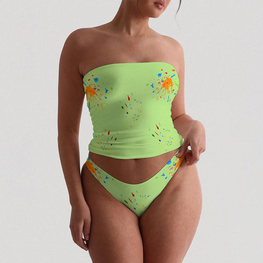 All-Over Print Women's Strapless Tube Top Set