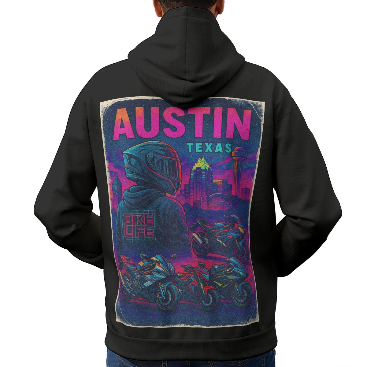 Austin 6th Street Takeover All-Over Print Unisex Plus Fleece Pullover Hoodie