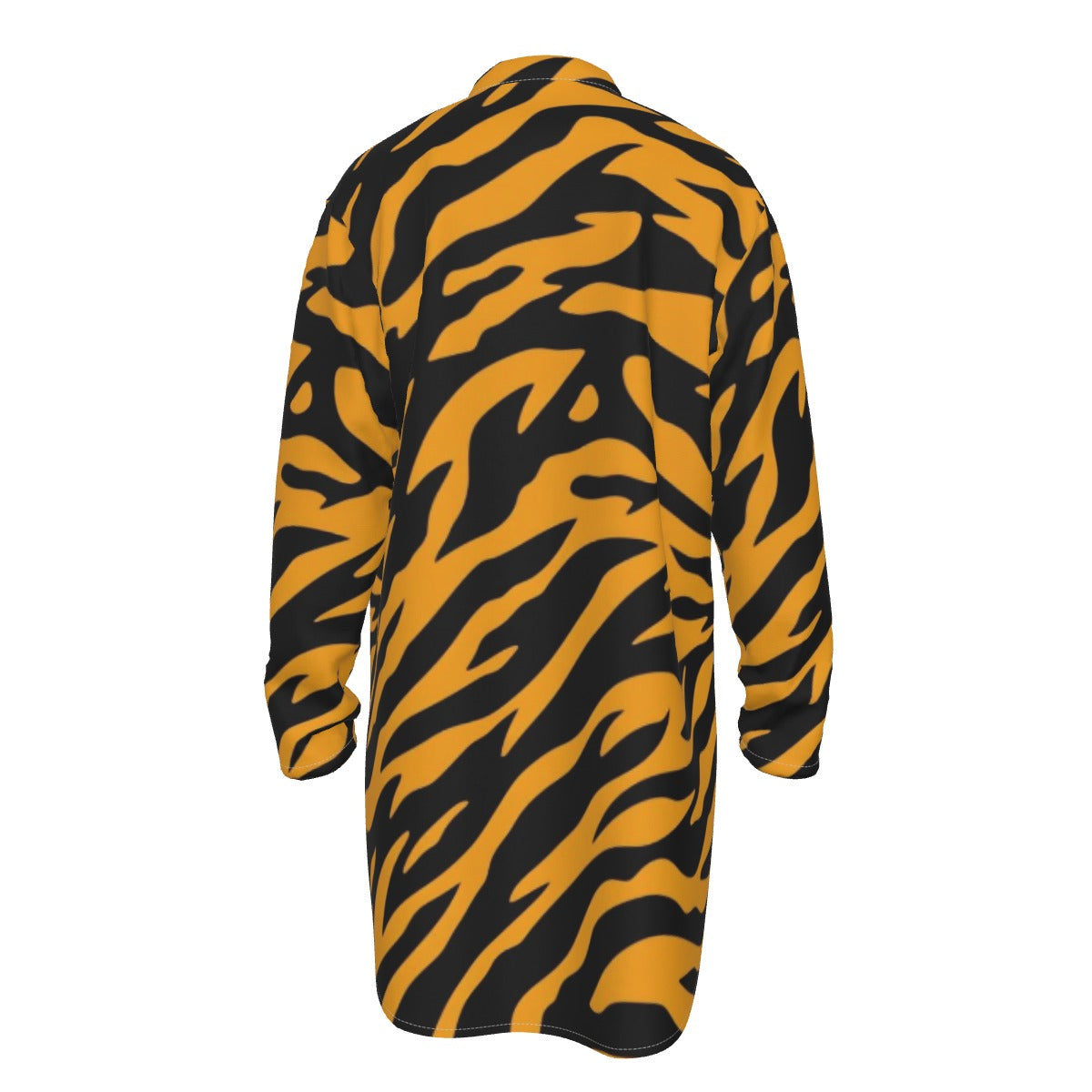 Tiger All-Over Print Men's Stand-up Collar Long Shirt
