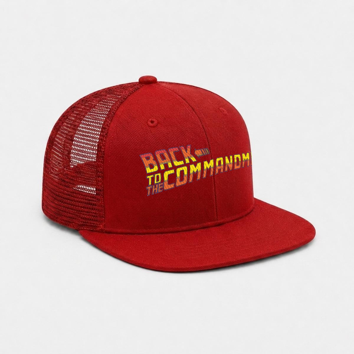 Embroidery Flat-Brim Mesh Cap