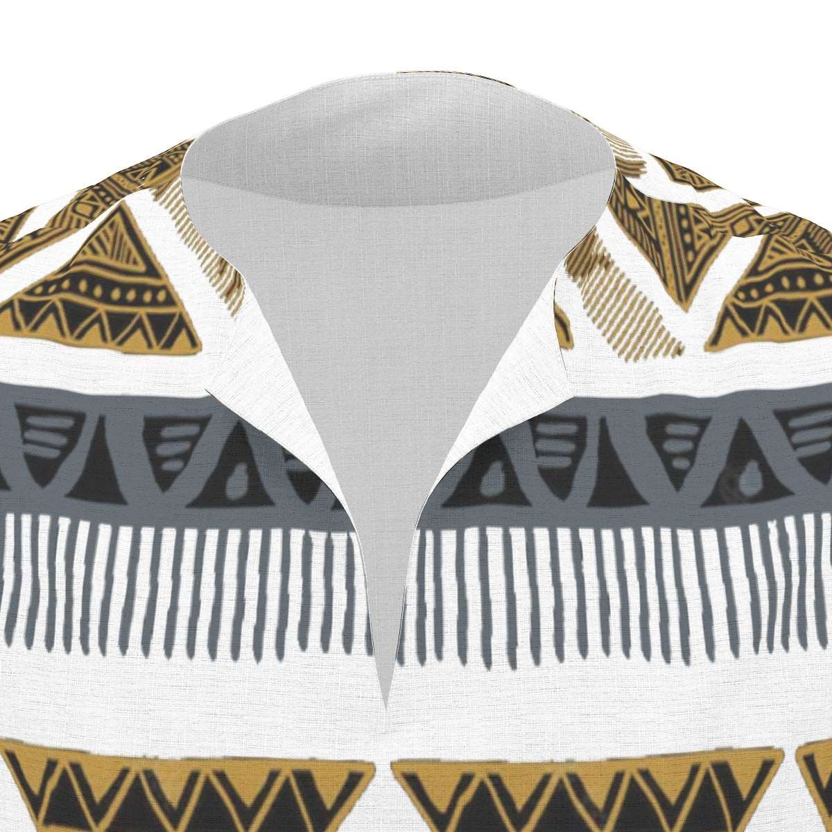 White All-Over Print  Men's African Dashiki Shirt