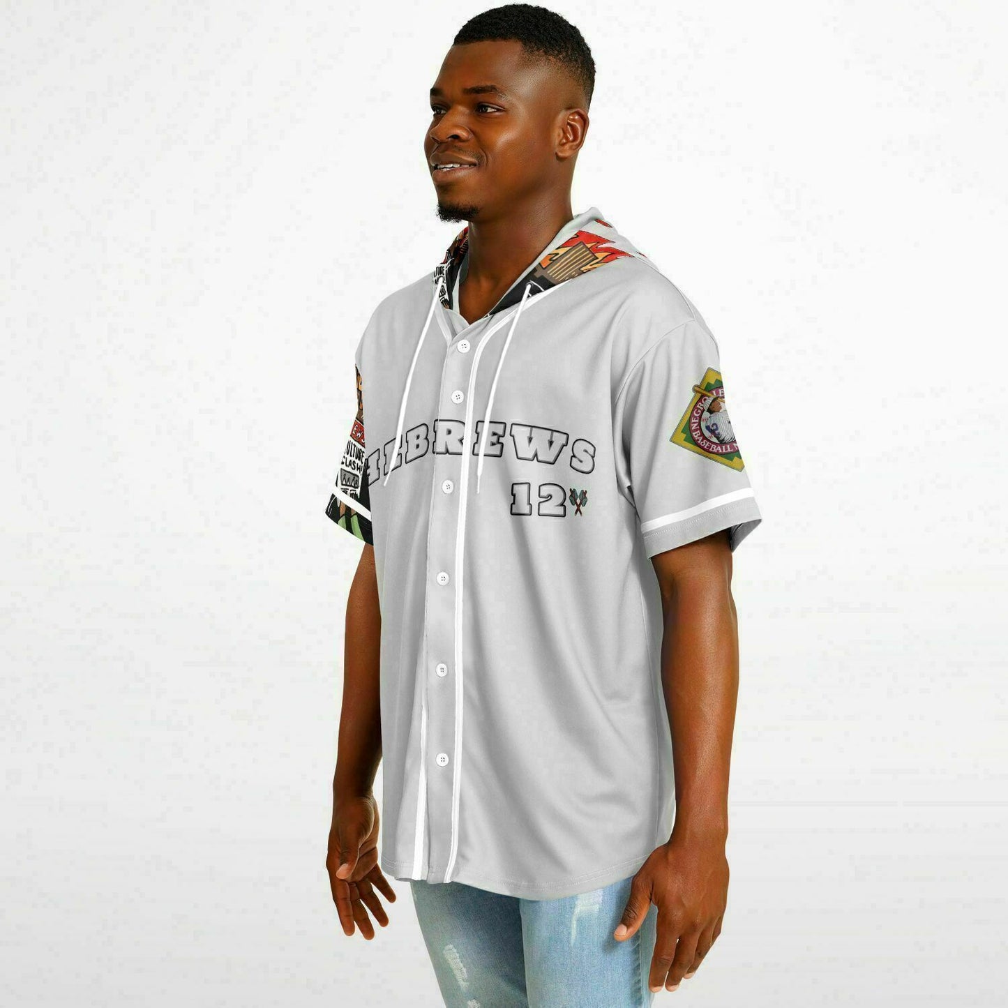 House Of Joseph Co News Flash Hooded Baseball Jersey Grey