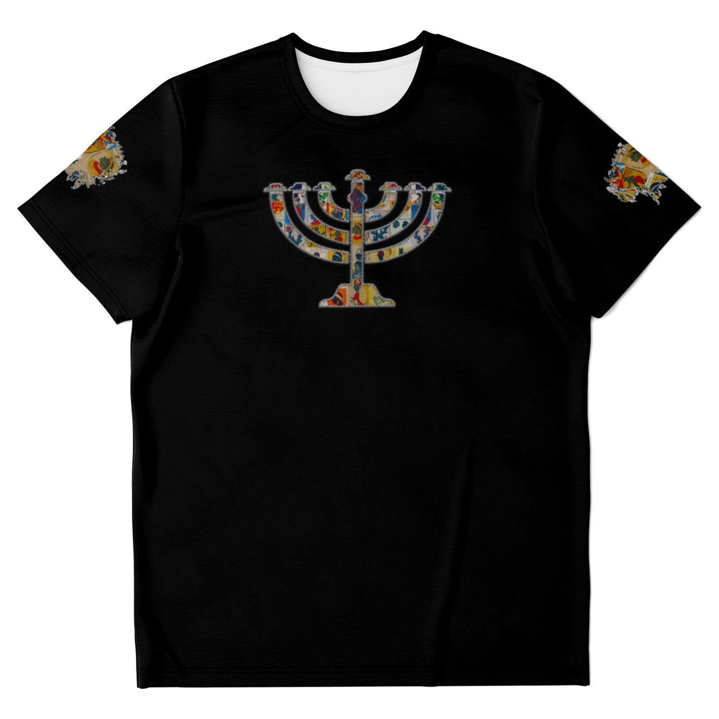 Soft-Teez Digital Stitched Menorah Super Soft T-shirts Black