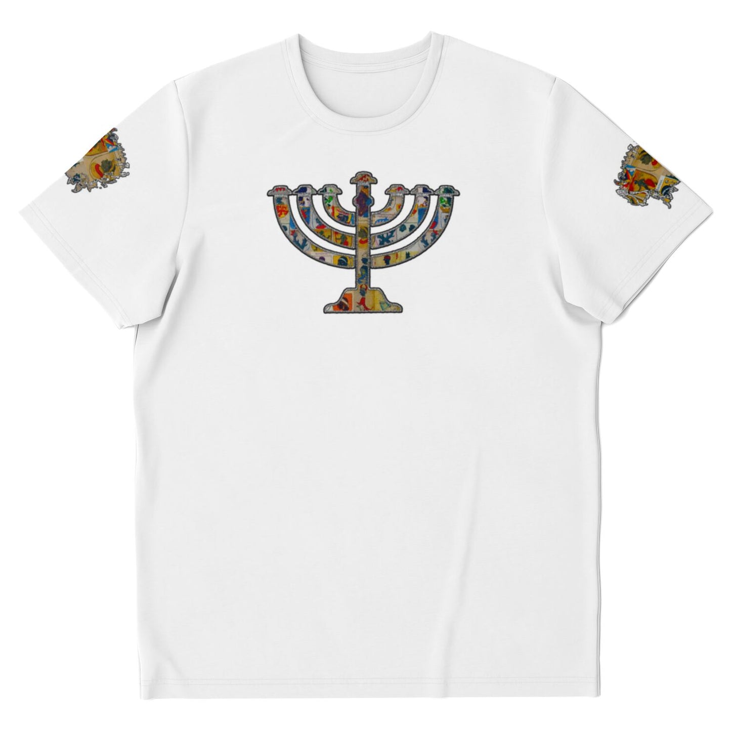 Soft-Teez Digital Stitched Menorah Super Soft T-shirts White
