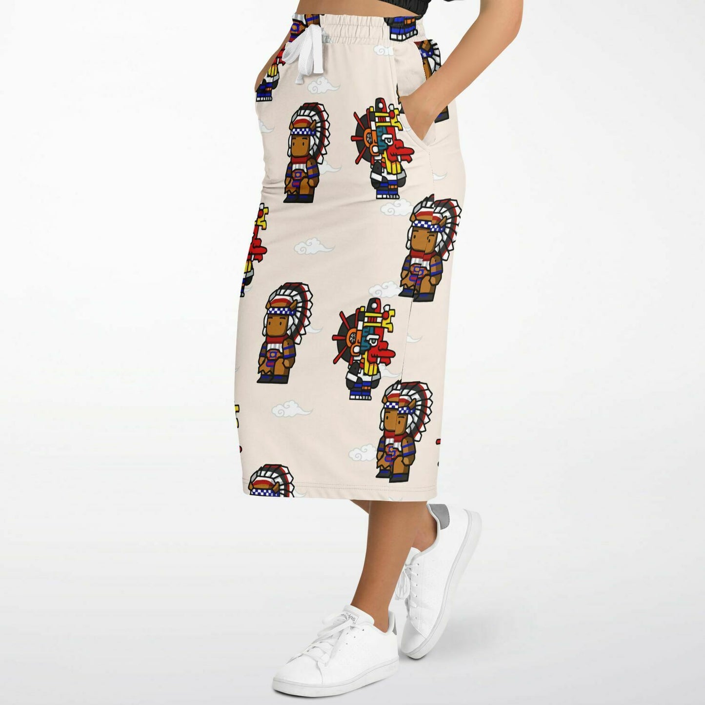 Northern Kingdom 10 Tribesmen Fashion Long Pocket Skirt Creme