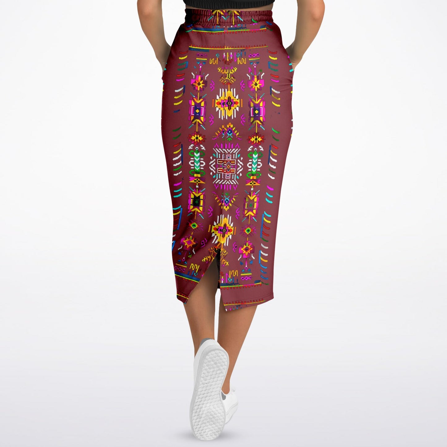 We Are Israel Tribal Fusion Fashion Long Pocket Skirt Earthy